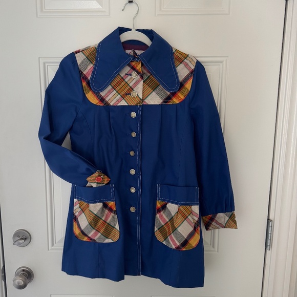 Vintage 70s plaid accent swing coat - Picture 1 of 8